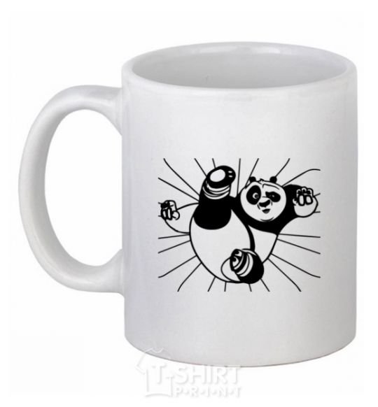 Ceramic mug Panda Po is attacking White фото