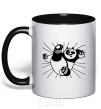 Mug with a colored handle Panda Po is attacking black фото