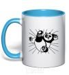 Mug with a colored handle Panda Po is attacking sky-blue фото