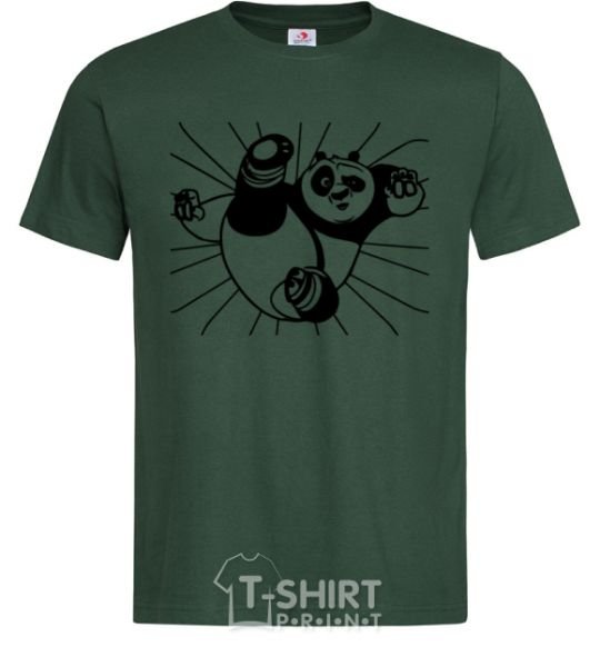 Men's T-Shirt Panda Po is attacking bottle-green фото