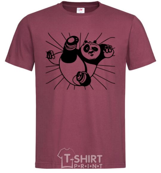 Men's T-Shirt Panda Po is attacking burgundy фото