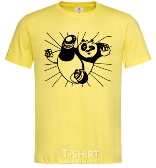 Men's T-Shirt Panda Po is attacking cornsilk фото