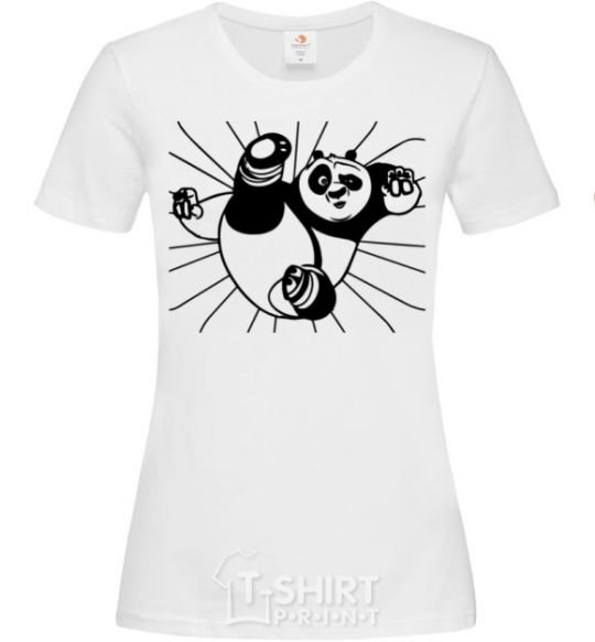 Women's T-shirt Panda Po is attacking White фото