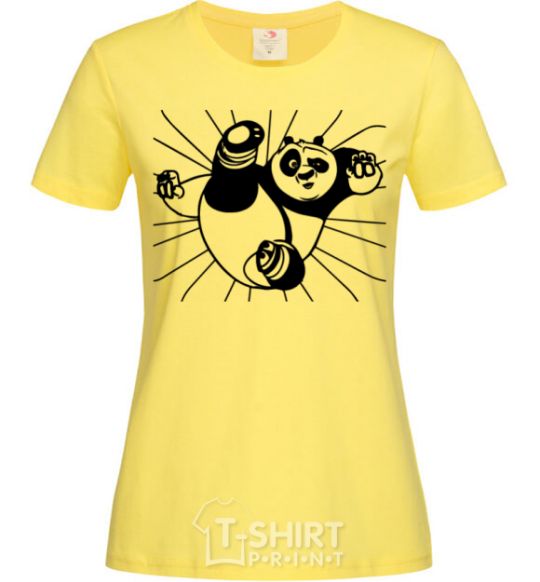 Women's T-shirt Panda Po is attacking cornsilk фото