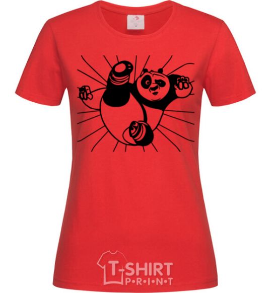 Women's T-shirt Panda Po is attacking red фото