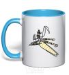 Mug with a colored handle Master Mantis sky-blue фото