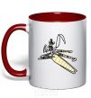 Mug with a colored handle Master Mantis red фото