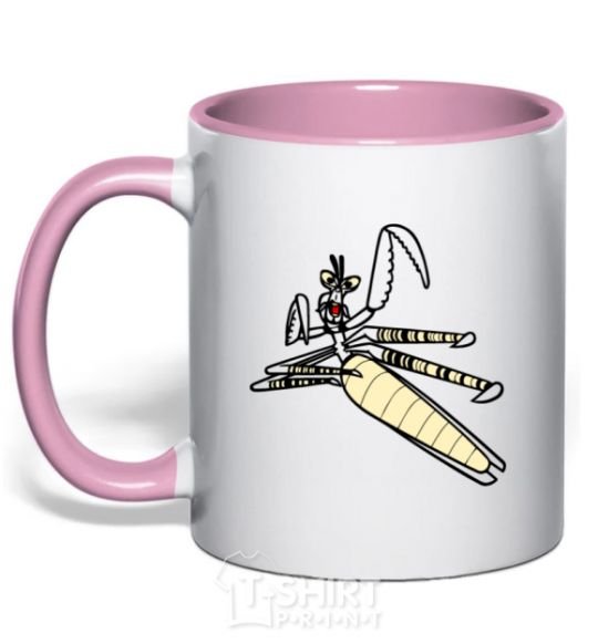 Mug with a colored handle Master Mantis light-pink фото