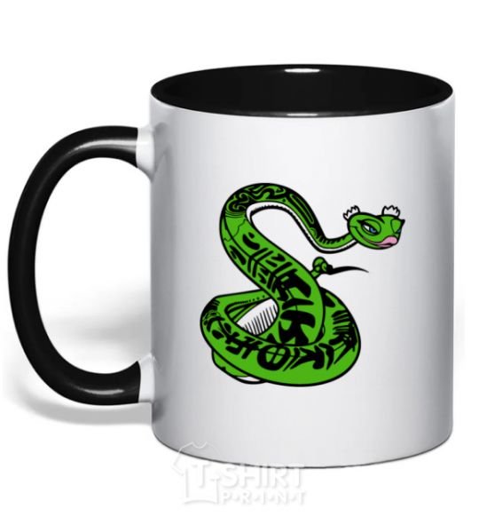 Mug with a colored handle Master Snake black фото