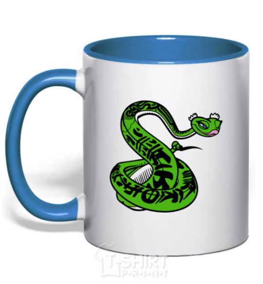 Mug with a colored handle Master Snake royal-blue фото