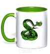 Mug with a colored handle Master Snake kelly-green фото