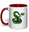 Mug with a colored handle Master Snake red фото