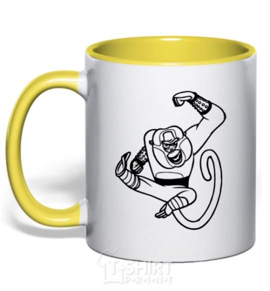 Mug with a colored handle Master Monkey yellow фото