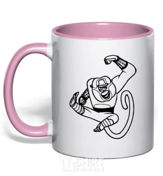 Mug with a colored handle Master Monkey light-pink фото