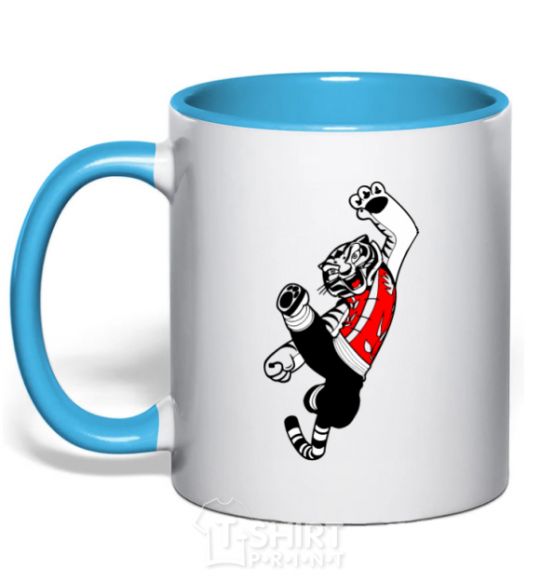 Mug with a colored handle Master Tigress sky-blue фото