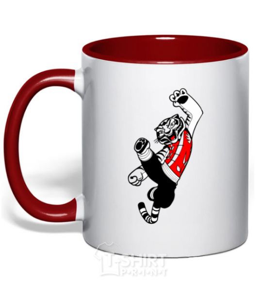Mug with a colored handle Master Tigress red фото