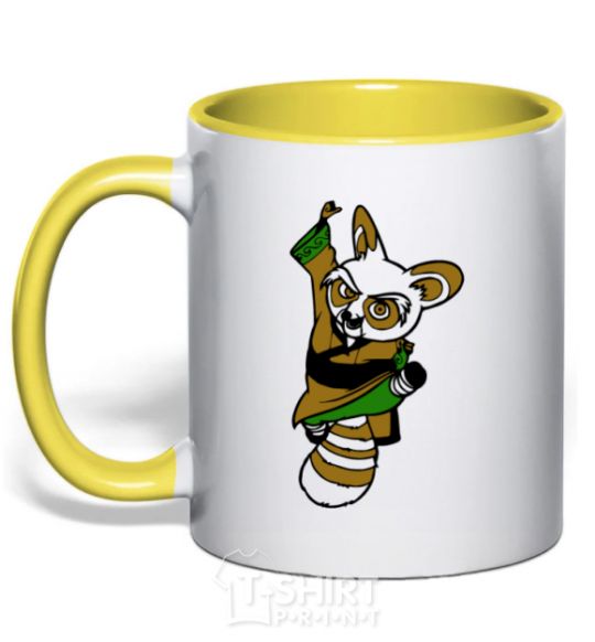 Mug with a colored handle Master Shifu yellow фото