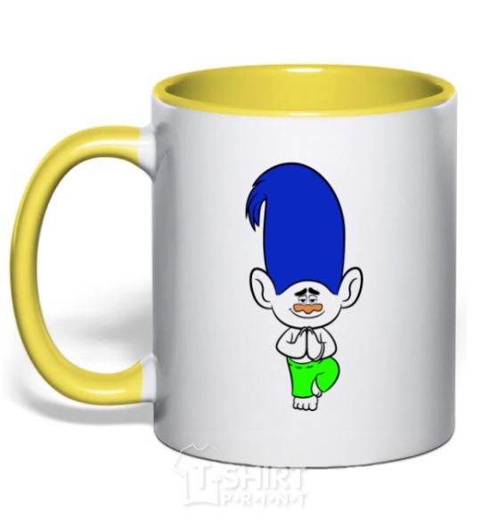 Mug with a colored handle Brook yellow фото