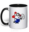 Mug with a colored handle Minion Attention black фото