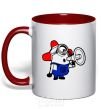 Mug with a colored handle Minion Attention red фото