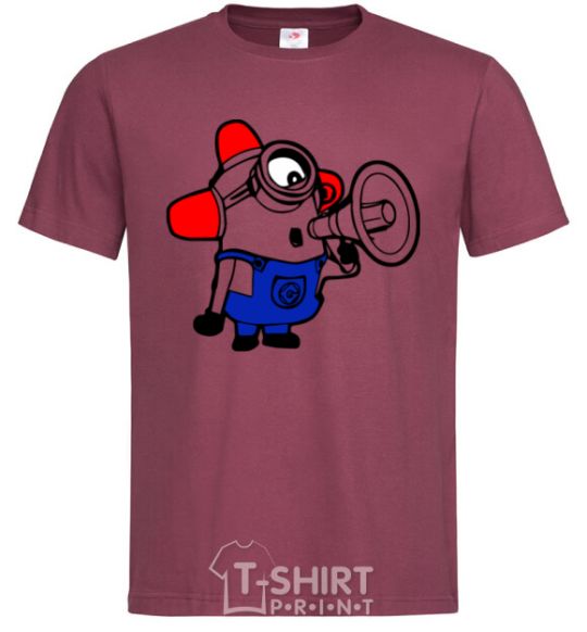 Men's T-Shirt Minion Attention burgundy фото