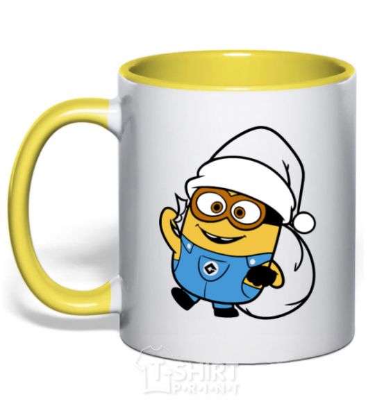 Mug with a colored handle The henchman's New Year yellow фото