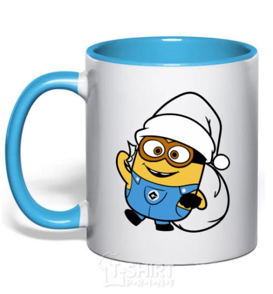 Mug with a colored handle The henchman's New Year sky-blue фото