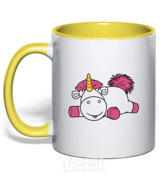 Mug with a colored handle Agnes the Unicorn yellow фото