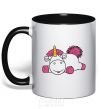 Mug with a colored handle Agnes the Unicorn black фото