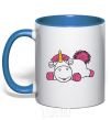 Mug with a colored handle Agnes the Unicorn royal-blue фото