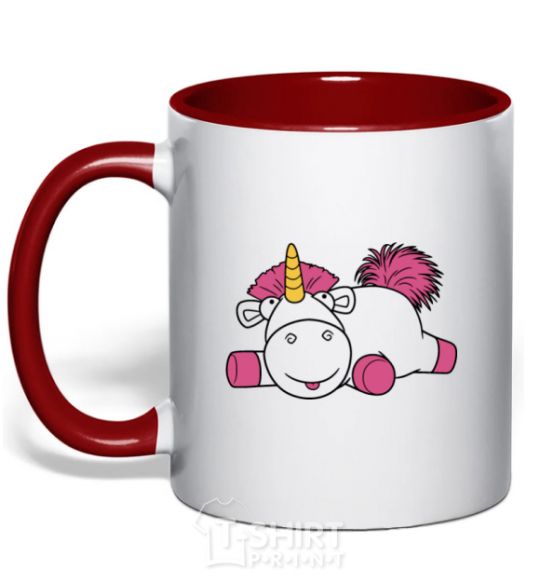 Mug with a colored handle Agnes the Unicorn red фото