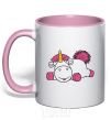 Mug with a colored handle Agnes the Unicorn light-pink фото