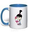 Mug with a colored handle Agnes with the unicorn royal-blue фото