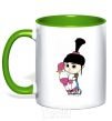Mug with a colored handle Agnes with the unicorn kelly-green фото