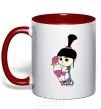 Mug with a colored handle Agnes with the unicorn red фото