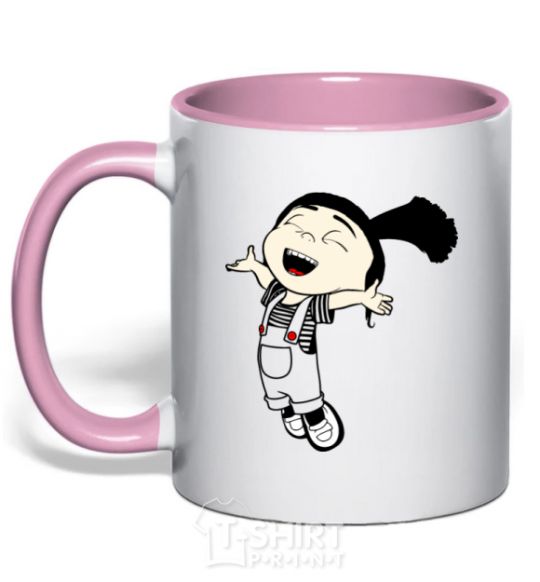 Чашка с цветной ручкой Агнес прыгает Нежно розовый фото