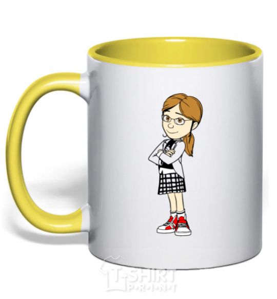 Mug with a colored handle Margot yellow фото