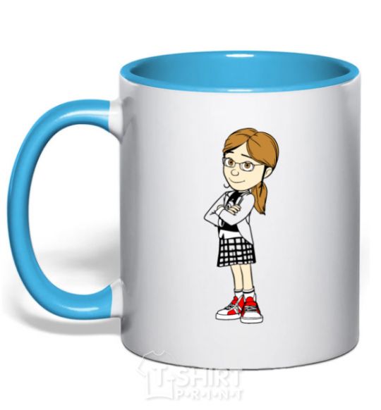 Mug with a colored handle Margot sky-blue фото