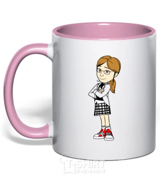 Mug with a colored handle Margot light-pink фото