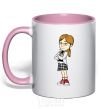 Mug with a colored handle Margot light-pink фото