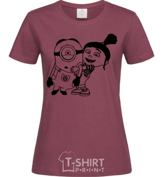 Women's T-shirt Agnes and the minion burgundy фото