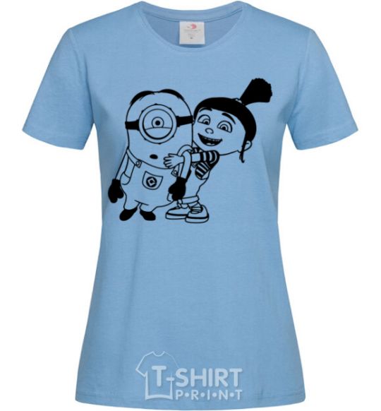 Women's T-shirt Agnes and the minion sky-blue фото