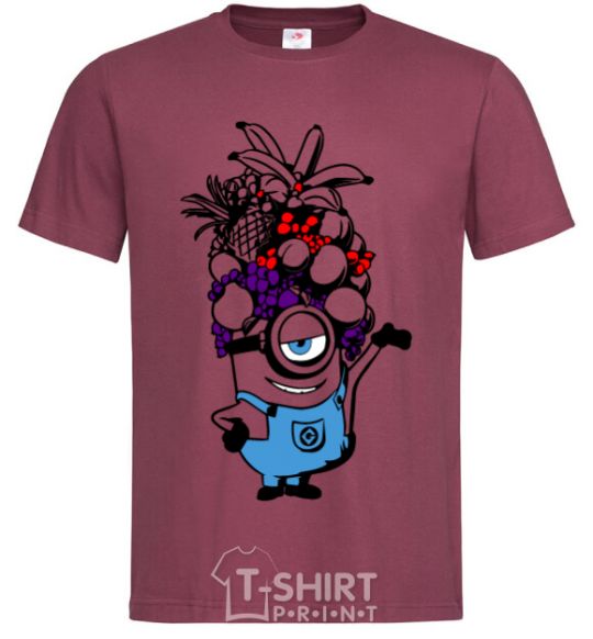 Men's T-Shirt A minion with fruit burgundy фото