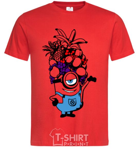 Men's T-Shirt A minion with fruit red фото