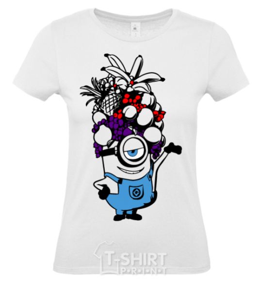 Women's T-shirt A minion with fruit White фото