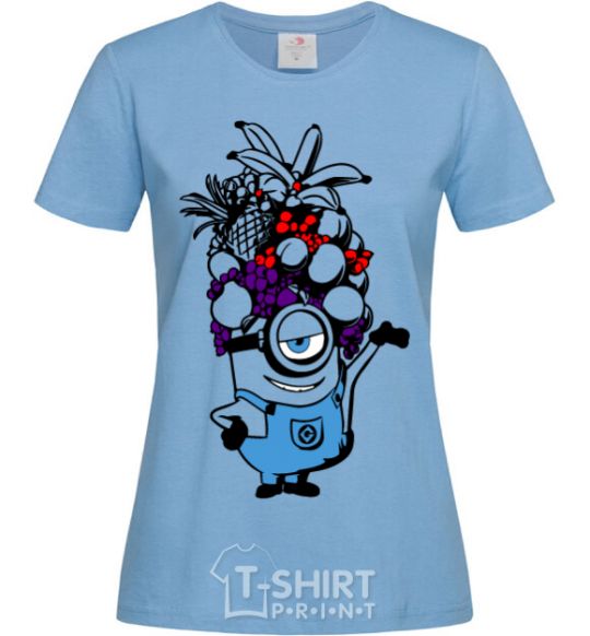 Women's T-shirt A minion with fruit sky-blue фото