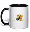 Mug with a colored handle A minion and a lot of bananas black фото