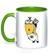 Mug with a colored handle Minion with walrus kelly-green фото