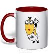 Mug with a colored handle Minion with walrus red фото