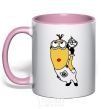 Mug with a colored handle Minion with walrus light-pink фото